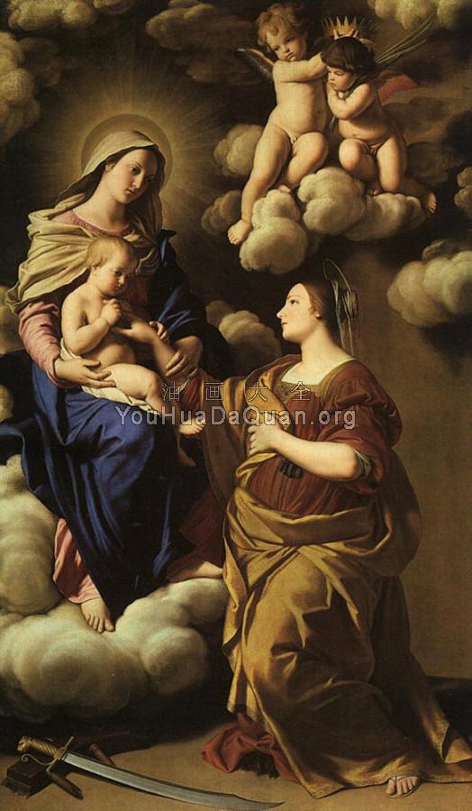 The Mystic Marriage Of St Catherine - 乔瓦尼·巴蒂斯塔·萨尔维·达·萨索费拉托